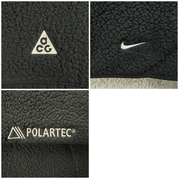 Nike ACG Jacket Mens Small Black Grey Arctic Wolf Sherpa Fleece Sweater Polartec - Picture 7 of 11